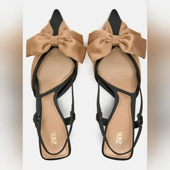 Zara, BOW TRIM SLINGBACKS, US 7.5