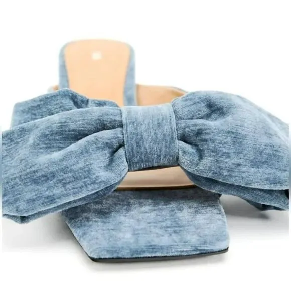 ZARA BOW TRIM VELVET MULES