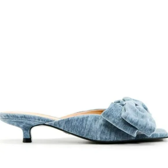 ZARA BOW TRIM VELVET MULES
