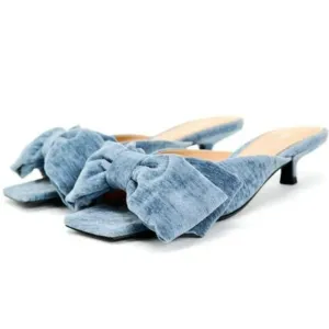 ZARA BOW TRIM VELVET MULES