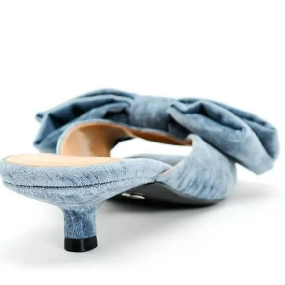ZARA BOW TRIM VELVET MULES