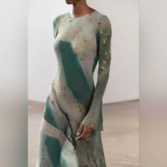Zara CROSS BACK PRINTED DRESS