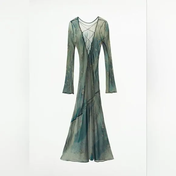 Zara CROSS BACK PRINTED DRESS