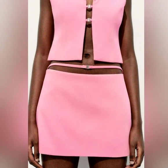 Zara CUT OUT MINI SKIRT pink