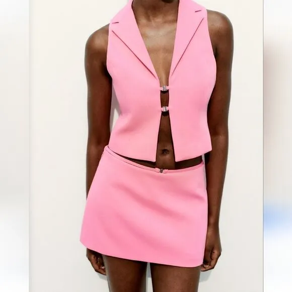 Zara CUT OUT MINI SKIRT pink