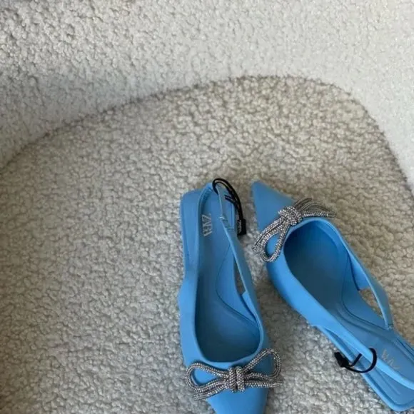 ZARA Embellished Bow Flat Mules