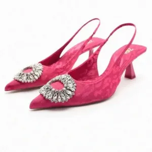 ZARA EMBELLISHED HEELED SLINGBACKS