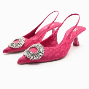 ZARA EMBELLISHED HEELED SLINGBACKS