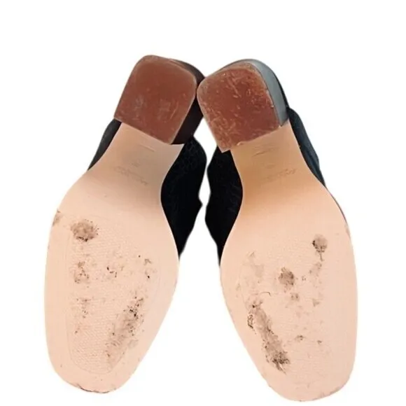 Zara Faux Leather Snake-Print Block Heel Mules With Chunky Wooden Heel Size 6.5