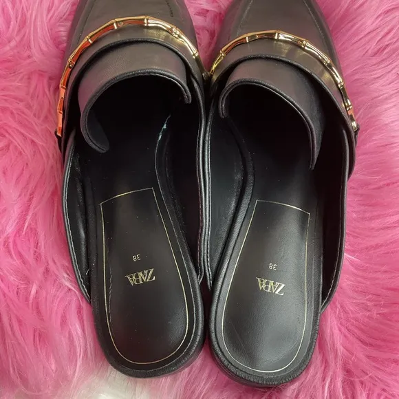 Zara Flat Mules w/ Gold Detail