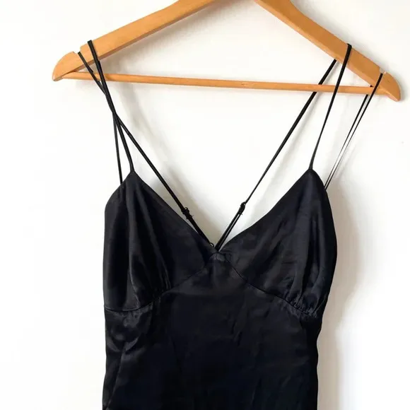Zara Fringed Slip Mini Dress Black Size XS