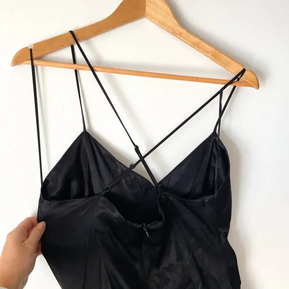 Zara Fringed Slip Mini Dress Black Size XS