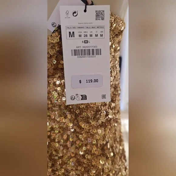 ZARA GOLD SEQUIN KNIT SLIP DRESS bloggers favorite
