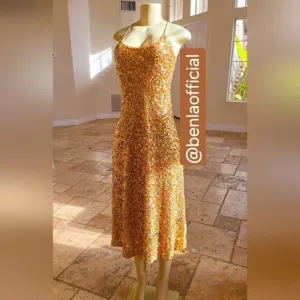 ZARA GOLD SEQUIN KNIT SLIP DRESS bloggers favorite