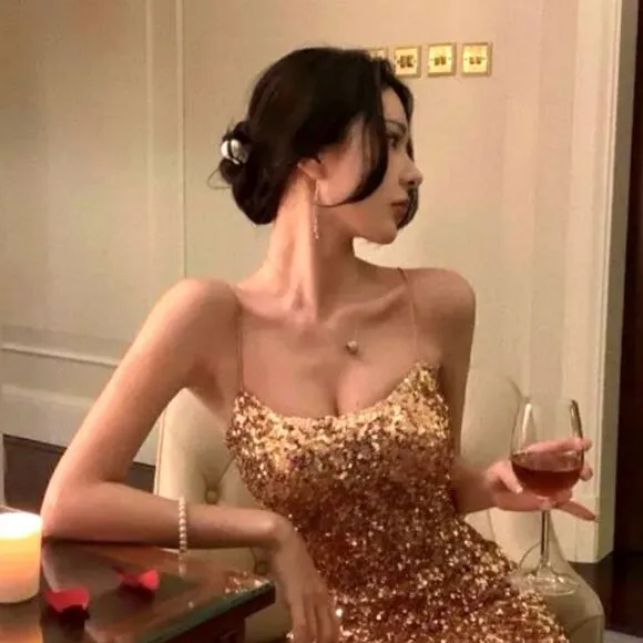 ZARA GOLD SEQUIN KNIT SLIP DRESS bloggers favorite