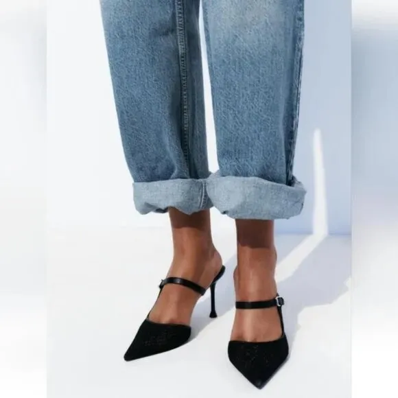 ZARA HEELED MESH MULES