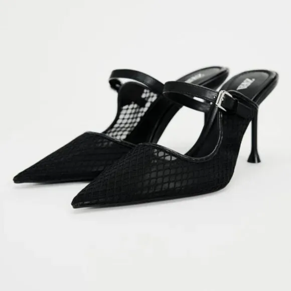 ZARA HEELED MESH MULES