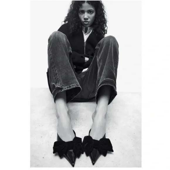 ZARA HEELED MULES WITH BOW