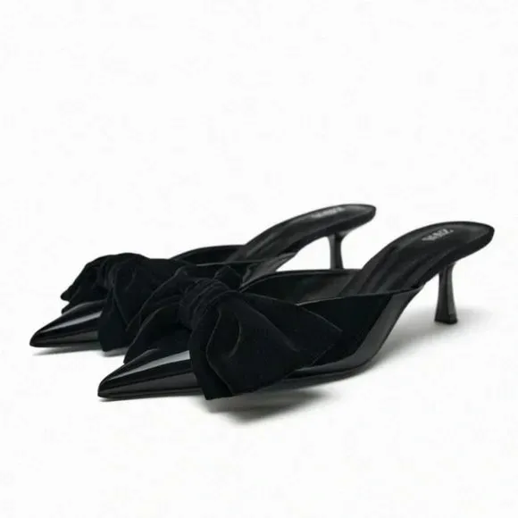 ZARA HEELED MULES WITH BOW