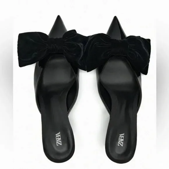 ZARA HEELED MULES WITH BOW