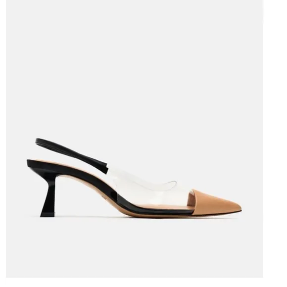 ZARA HEELED SLINGBACK VINYL SHOE