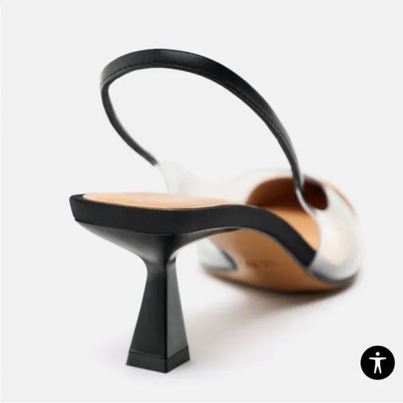 ZARA HEELED SLINGBACK VINYL SHOE