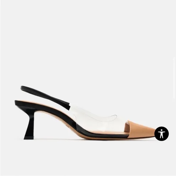 ZARA HEELED SLINGBACK VINYL SHOE