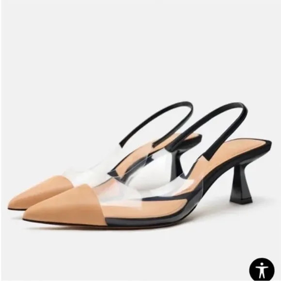 ZARA HEELED SLINGBACK VINYL SHOE