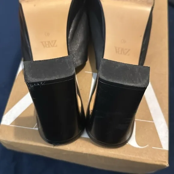 Zara leather heel platform mules black size 9US/40