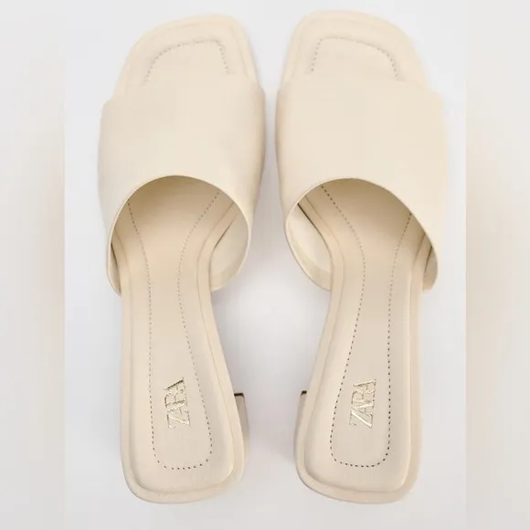 Zara Leather Mules (nwt) Off-White, Size 9 (40)