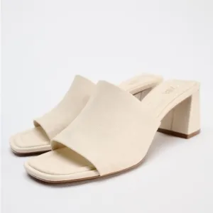 Zara Leather Mules (nwt) Off-White, Size 9 (40)