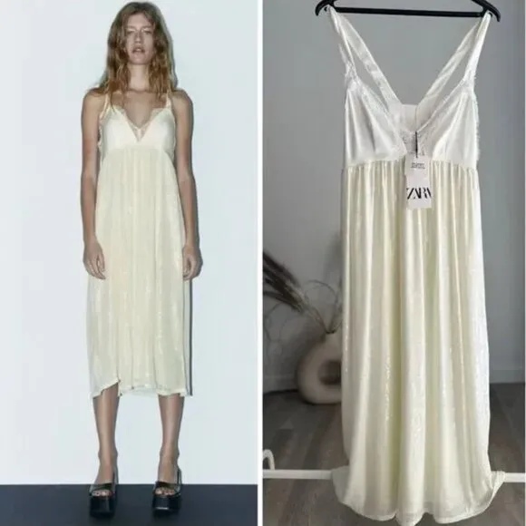 ZARA Limited Edition Sequin Knit Slip Dress Size M NEW WITH TAG!