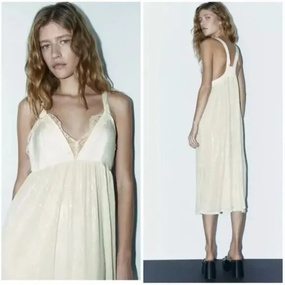 ZARA Limited Edition Sequin Knit Slip Dress Size M NEW WITH TAG!