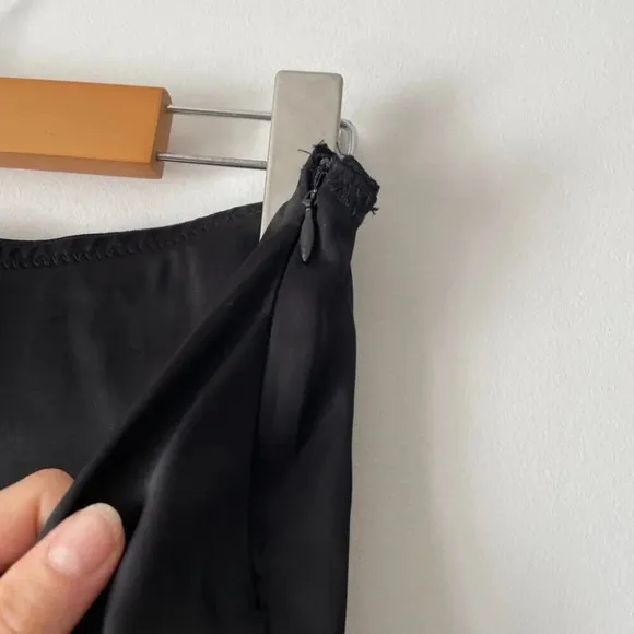Zara Long Satin Effect Slip Maxi Skirt NWT Black Size Small