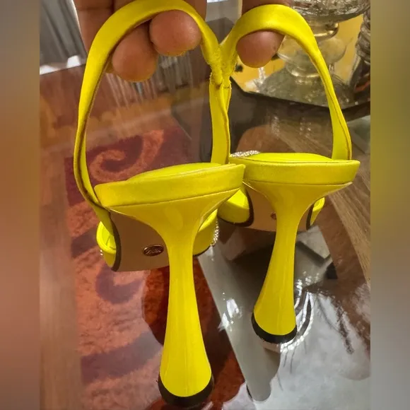 ZARA, Neon Green Satin Effect Rhinestone Heels In Neon green. Size 36/6