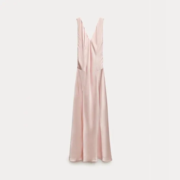 Zara Open Back Satin Effect Dress. New With Tags.