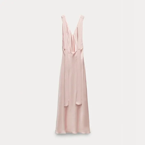 Zara Open Back Satin Effect Dress. New With Tags.