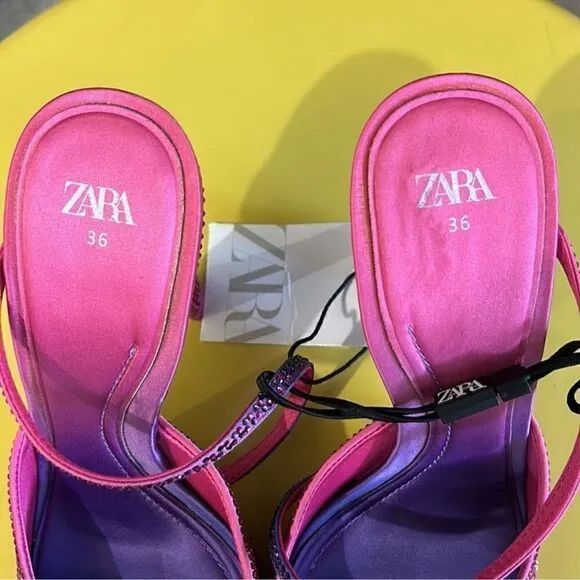 Zara Pink Slingback Rhinestone Heels(Size 6)