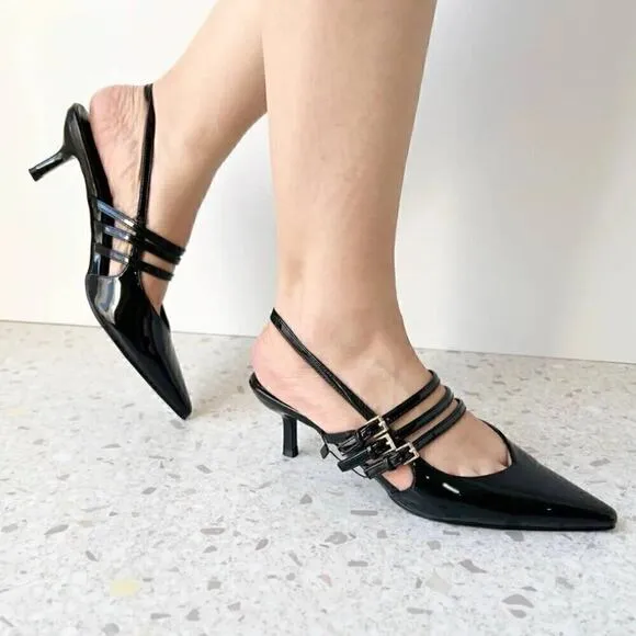 ZARA Pointed Toe Buckled Heels NWT
