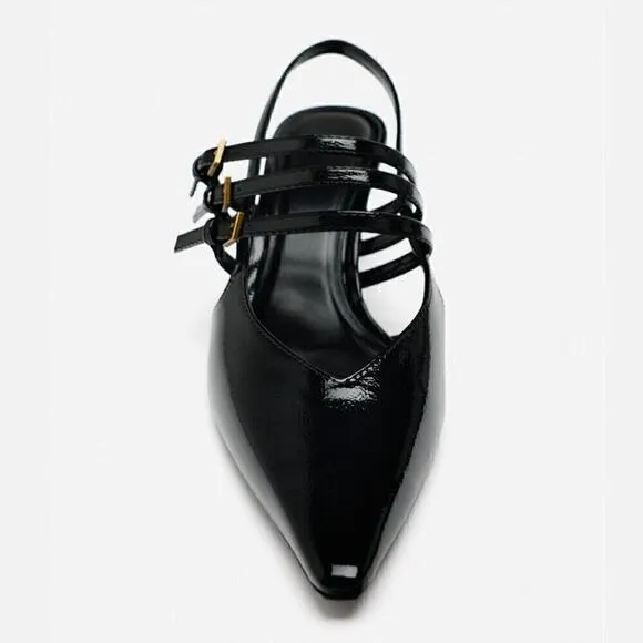 ZARA Pointed Toe Buckled Heels NWT