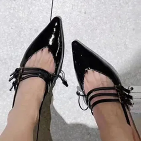 ZARA Pointed Toe Buckled Heels NWT