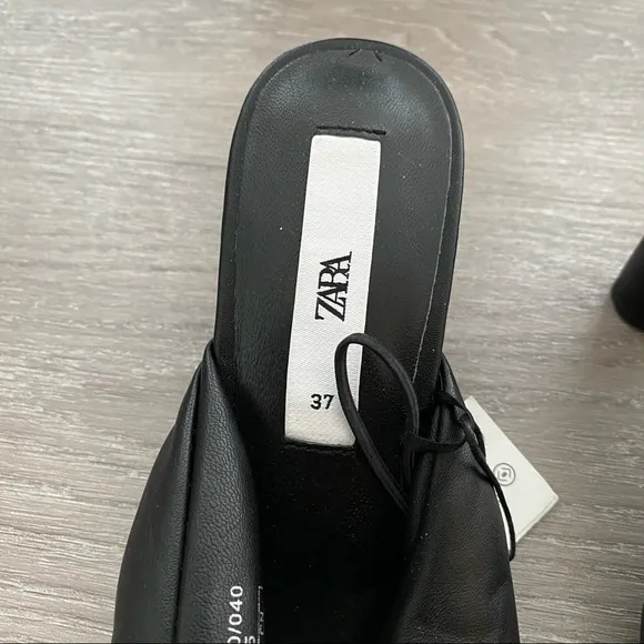 Zara Quilted Leather Mules Sandal Heel