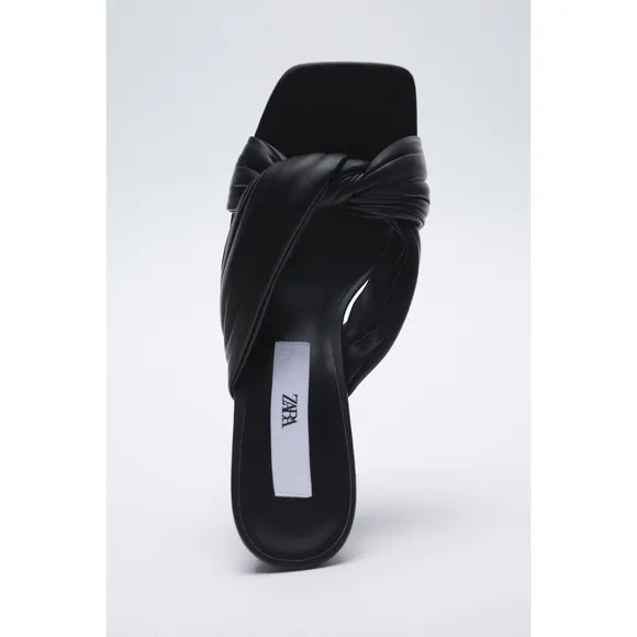 Zara Quilted Leather Mules Sandal Heel