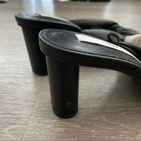 Zara Quilted Leather Mules Sandal Heel