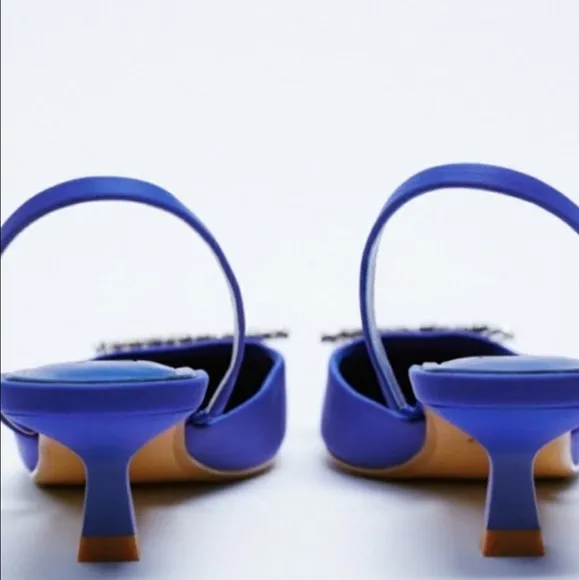 ZARA SHIMMERY SLINGBACK  HEELS. BLUE COLOR Bloggers favorite