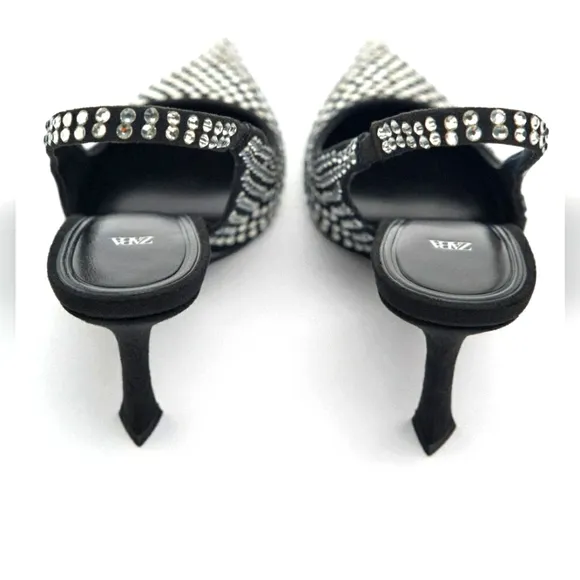 ZARA SLINGBACK SEQUIN WITH CRYSTAL HIGH HEELS Bloggers Favorite