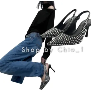 ZARA SLINGBACK SEQUIN WITH CRYSTAL HIGH HEELS Bloggers Favorite