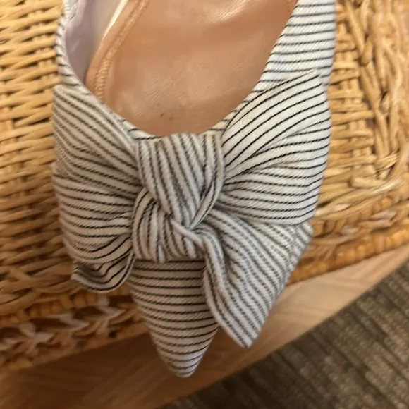Zara Striped Kitten Heels with Bow