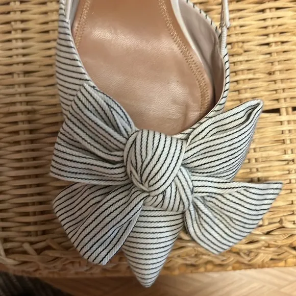Zara Striped Kitten Heels with Bow