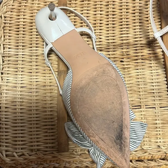Zara Striped Kitten Heels with Bow